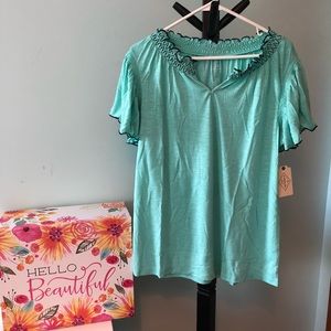 St Johns Bay mint cinched detail flowy sleeves L